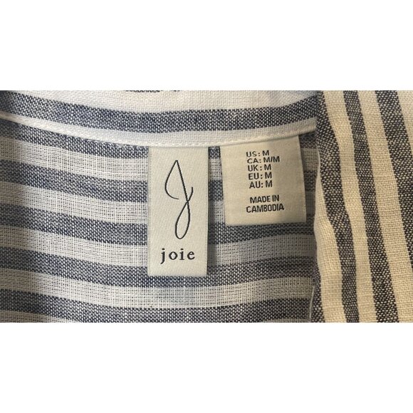 Joie Womens Linen Blend Striped Long Sleeve ButtonUp Top-Tunic Med Casual-Office - Picture 6 of 6